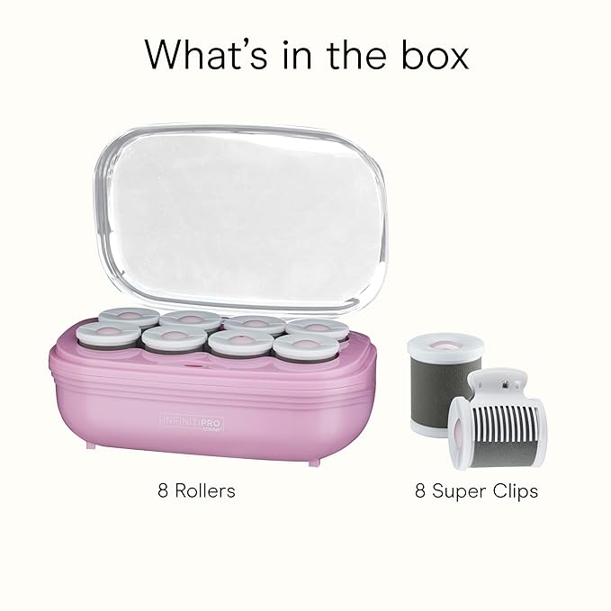 Conair Hot Rollers for Long, Medium & Short Hair, 8 Ceramic Flocked 2-Inch Heated Hair Rollers with Clips, Hot Curlers for Women, Volume & Curls, Amazon Exclusive, Lilac
