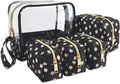 Emma & Chloe Travel Toiletry Bags for Women, 5 Piece Waterproof Cosmetic Case, Bag, Pouch Makeup Organizer Set for Women, Home Counters (Delicate White Daisies)