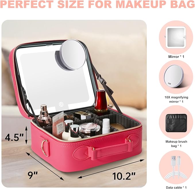 Mocado Travel Makeup Bag with Mirror Makeup Case with 10x Magnifying Mirror