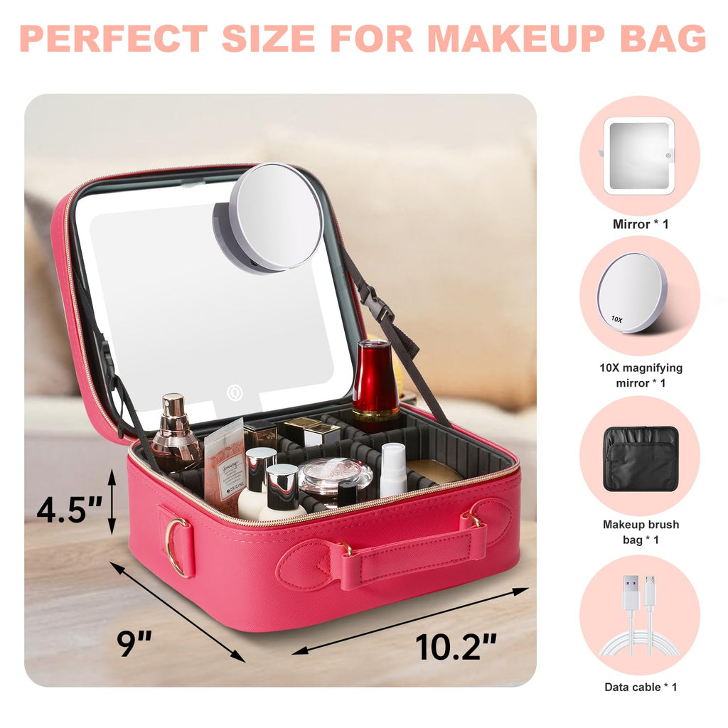 Mocado Travel Makeup Bag with Mirror Makeup Case with 10x Magnifying Mirror