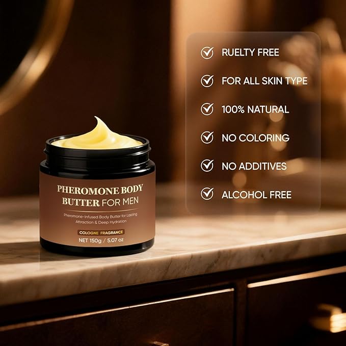Derperzi Pheromone Body Butter for Men, Body Skin Cream with Shea Butter, Cocoa Butter & Coconut Oil, Long-Lasting Fragrance, Deep Hydration, Non-Greasy, Alcohol-Free, Vegan (2)