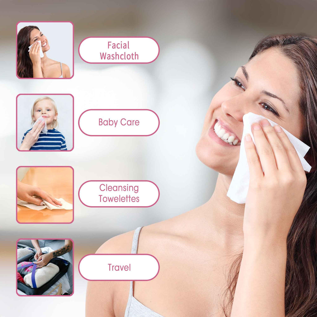 LAVDIK Disposable Face Towels, Extra Thick, 40 Count, Natural, Skin Cleansing Wipes