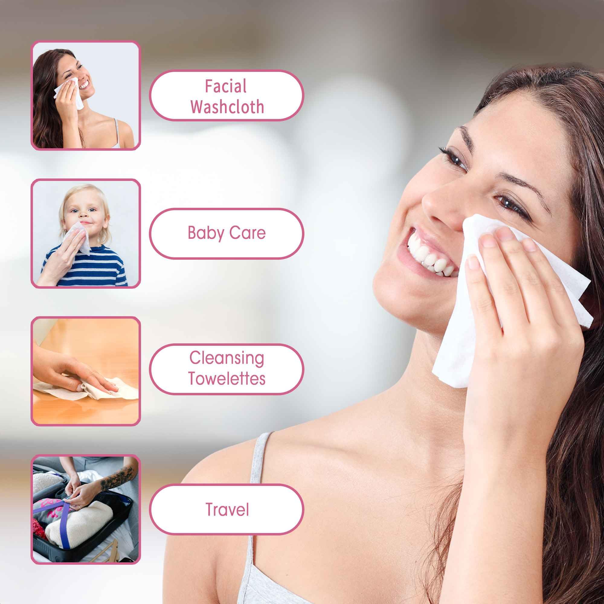 LAVDIK Disposable Face Towels, Extra Thick, 40 Count, Natural, Skin Cleansing Wipes