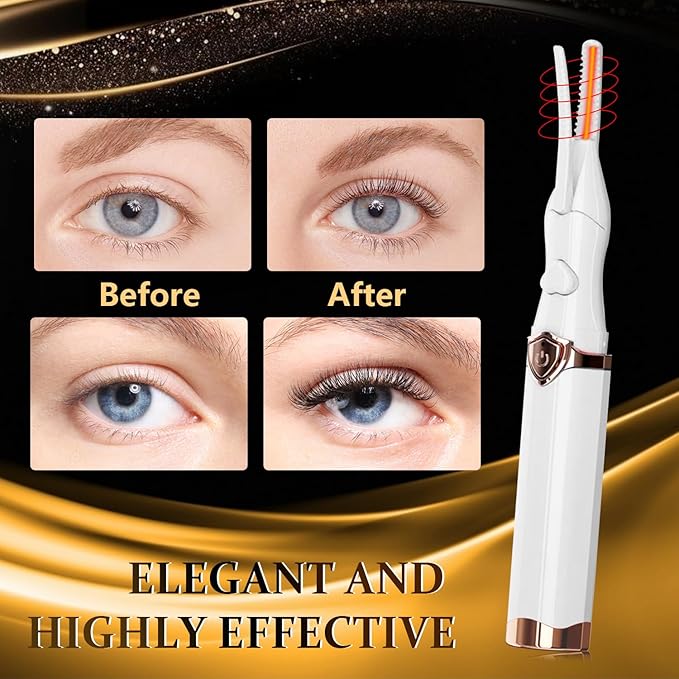 Heated Eyelash Curler, 2-in-1 Clip-Type Design, 3 Temperature Modes, USB Rechargeable Electric Eyelash Curler, 24H Long-Lasting Curl, Gift for Women, White-EA