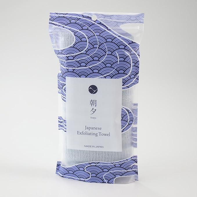 Asayu Japan Exfoliating Body Wash Towel – Made in Japan Nylon Shower Cloth with Triple-Weft Wave Weave – Quick-Dry, Hygienic, and Gentle Deep Cleansing for Smooth Skin