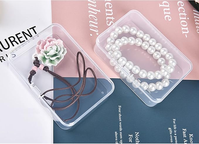 12 Pack Rectangular Clear Plastic Storage Containers Box with Hinged Lid for Beads and Other Small Craft Items (4.5 x 3.3 x 1.1 inch)