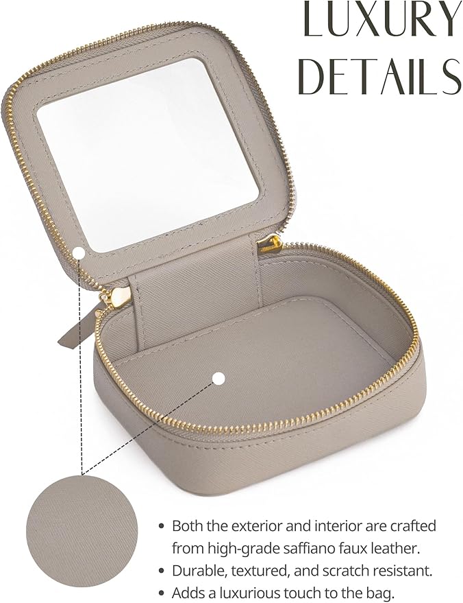 Popvibe Clear Makeup Case Toiletry Bag Travel Medium Clear Cosmetic Bag with Zipper, Make Up Bag Organizer Traveling TSA Approved Transparent Bag Car for Essentials, Mini & Medium, Stone