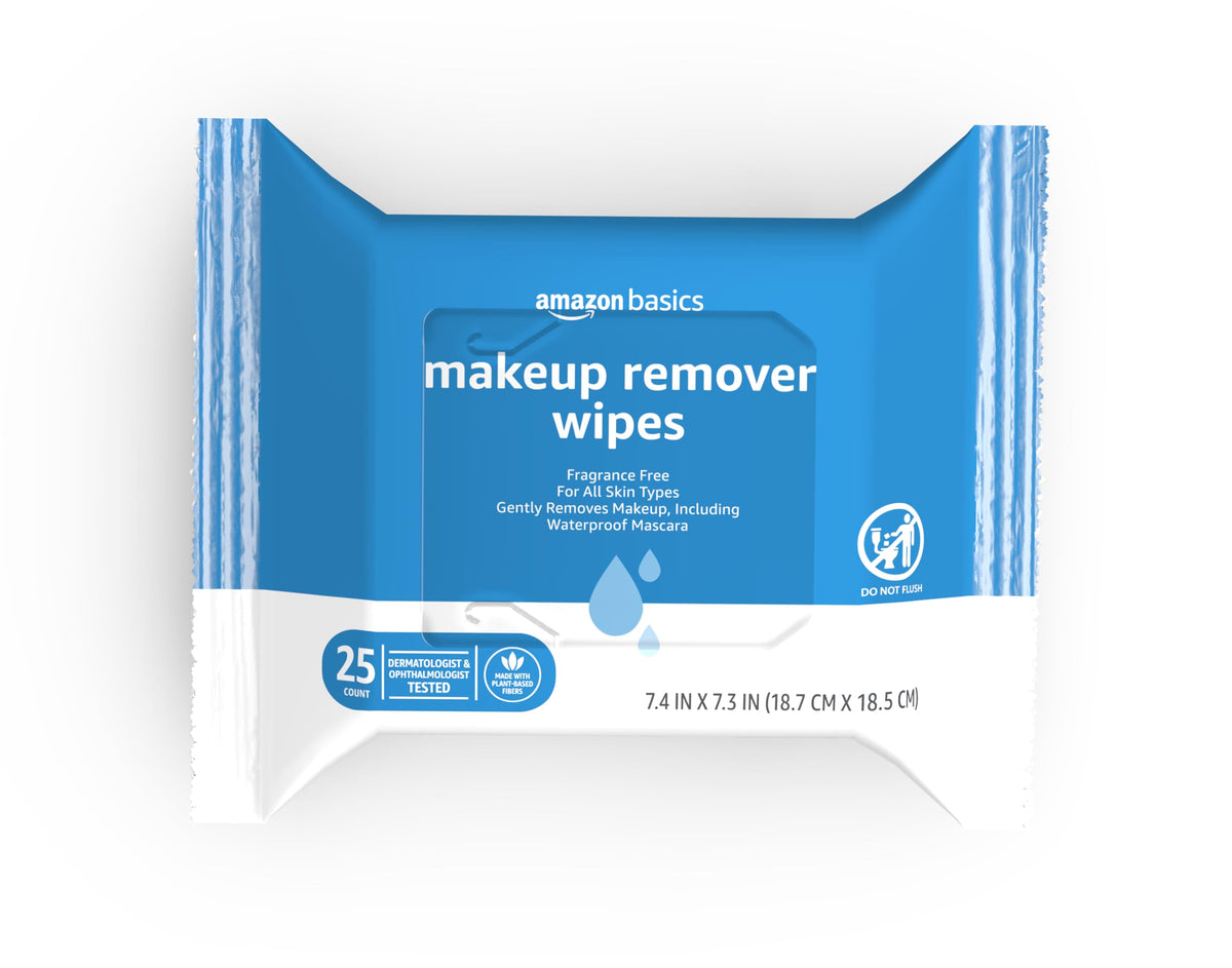 Makeup Remover Wipes, Hydrating Facial Cleansing, Hyaluronic Acid, Dermatologist Tested, Alcohol-Free, Removes Waterproof Mascara, 25 Count, 2-Pack