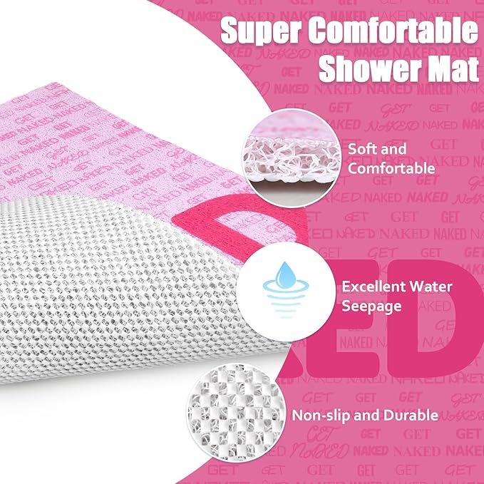 Shower Mat Non Slip Square - 32x32 Inch Soft Comfortable Shower Floor Mat with Drain - PVC Loofah Bath Mat for Shower, Bathroom and Wet Areas - Quick Drying & Easy Cleaning
