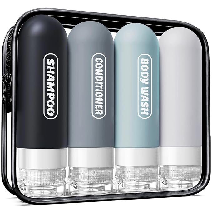 YNSHOUNA Pre-printed Silicone Travel Bottles for Toiletries 3oz