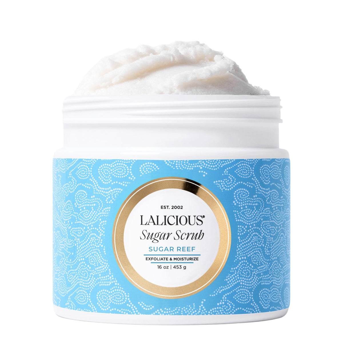 LALICIOUS Sugar Coconut Exfoliating & Moisturizing Body Scrub | Sugar & Coconut Oil | Pre-Shave Scrub for Ingrown Hairs & Razor Bumps | Gently Buffs & Smooths Sensitive Skin | No Parabens | Large 16oz
