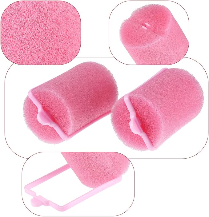 Geyoga 18 Pieces Sponge Hair Rollers Large Soft Foam Hair Styling Curlers Large Size Hairdressing Curlers for Women(Pink,1.6 x 2.8 Inches)