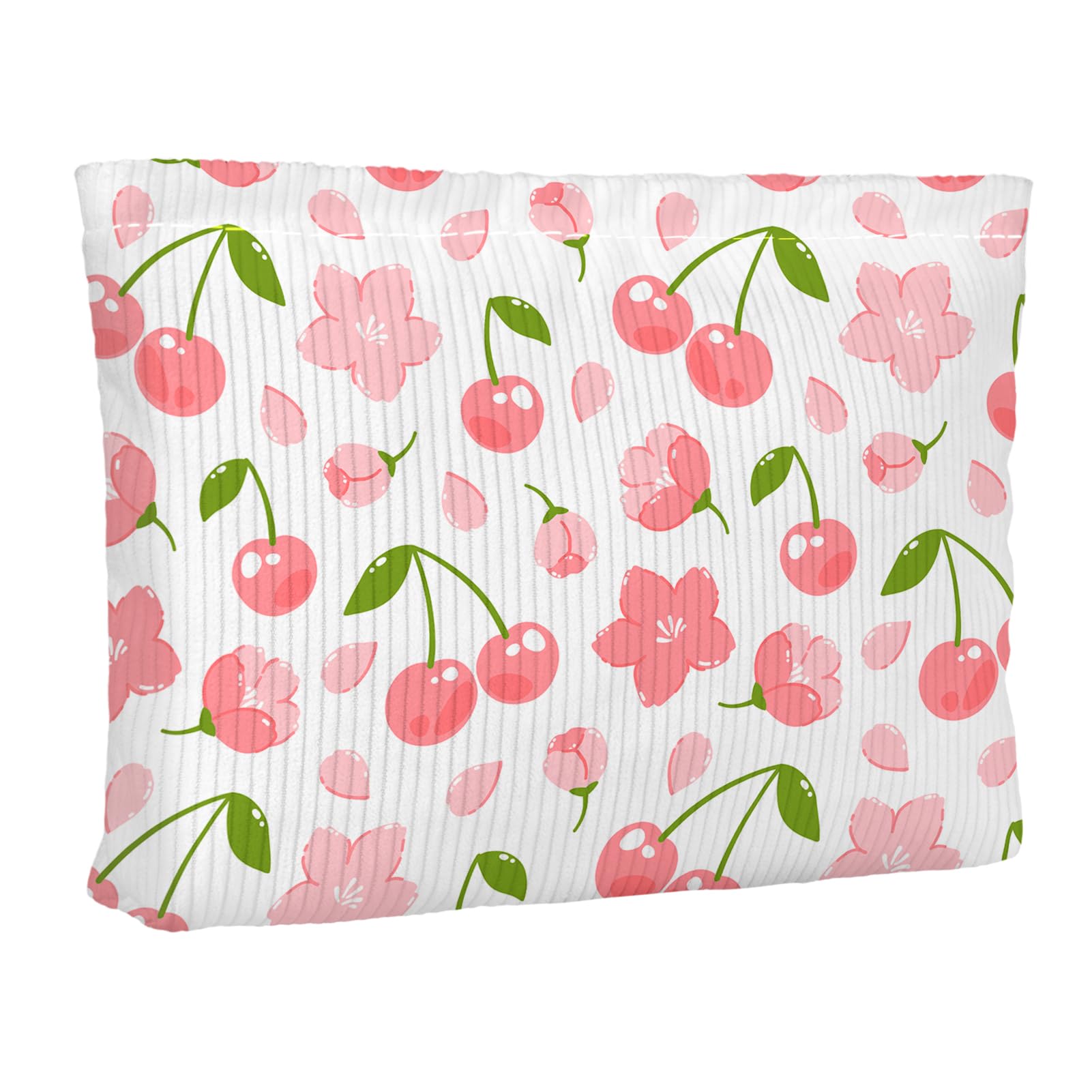 Ksriylm Cute Red Pink Cherry Floral Makeup Pouch for Women Small Make Up Cherries Bag for Purse Zipper Initial Makeup Cosmetic Bags Pouches for Purse Aesthetic Travel Toiletry Bags