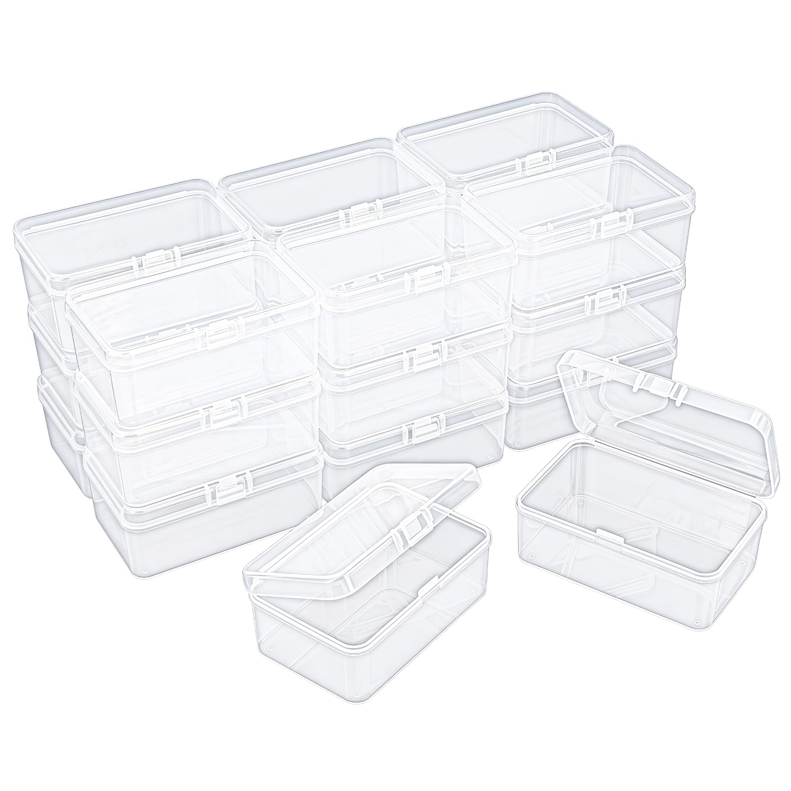 Thintinick 20 Pack Rectangular Mini Clear Plastic Storage Containers