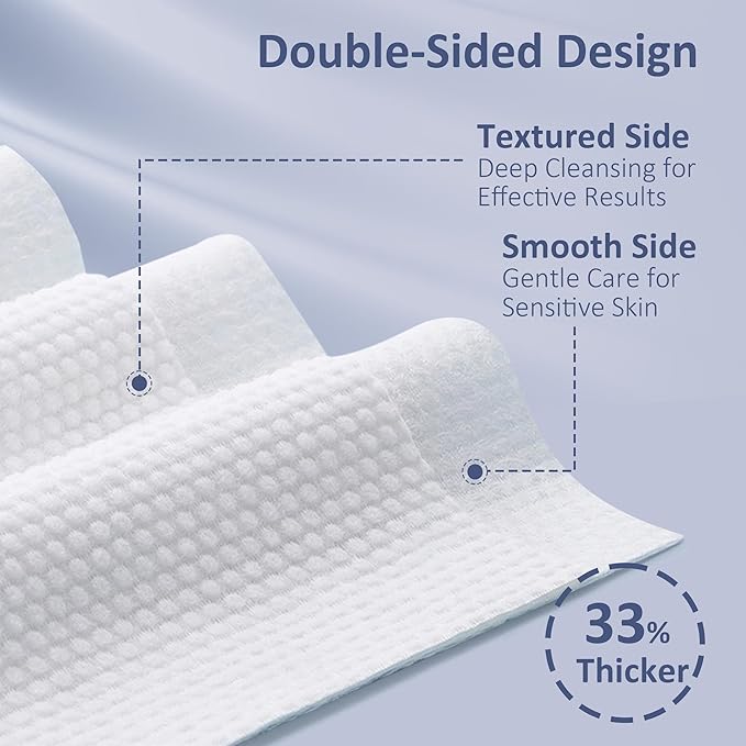 Ourmed Life Face Towels, Thicker Disposable Biodegradable Clean Face Wipes for Sensitive Skin, Lint- free Face Cloths for Makeup Remover, Skincare and Women Cleaning, Dry Wipes, 240 Count Dot Texture