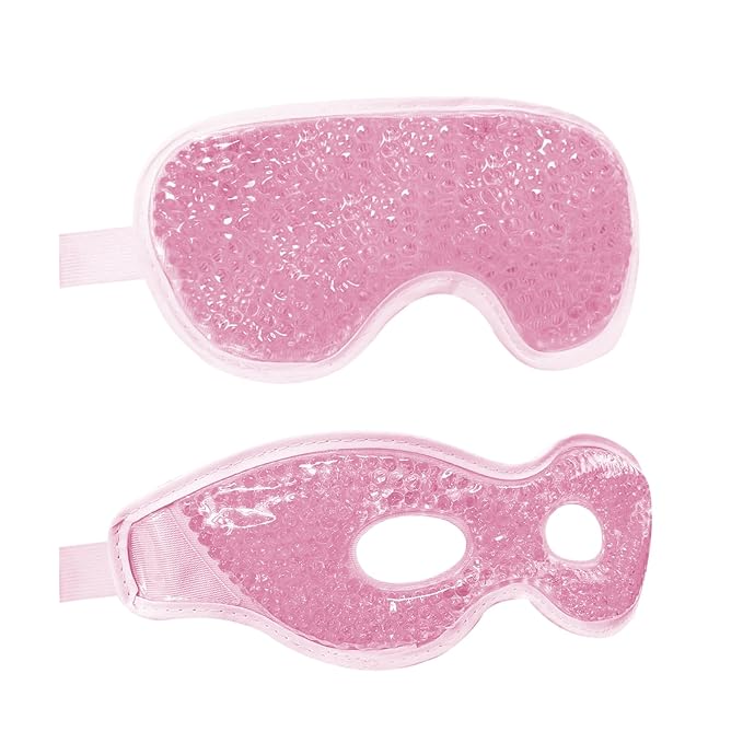 Permotary Cooling Eye Mask with Gel Bead 2 Pack Gel Eye Mask Cold Eye Mask for Relaxtion,Puffy Eyes Reusable Cold & Warm Compress for Puffiness,Dry Eyes,Headaches,Migraines,Stress Relief,Post Surgery