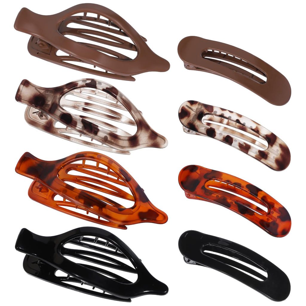 obeoby 8 Pcs Flat Hair Claw Clips For Women, 2 Styles French Barrettes Set