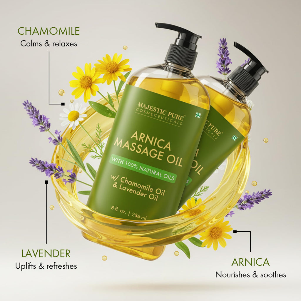 Majestic Pure Arnica Massage Oil for Men & Women, 8 Fl Oz, 2-Pack