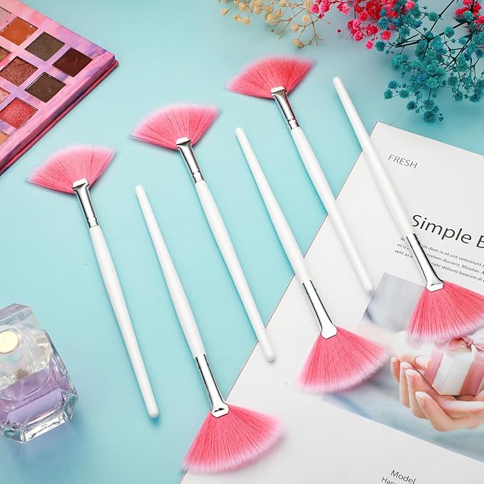 Ziliny 12 Pcs Soft Facial Fan Brush Blush Makeup Brush Face Mask Acid Applicator Multi Use Cosmetic Tools for Peel Mask Makeup for Mud Cream(Black)