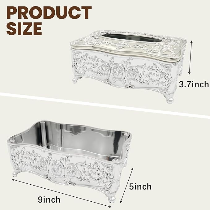 Geesatis Tissue Box Cover, Rectangle Tissue Box Holder,9''x4.9''x3.7''