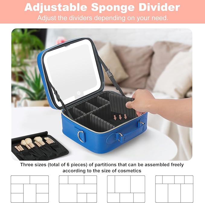 Mocado Travel Makeup Bag with Mirror Makeup Case with 10x Magnifying Mirror