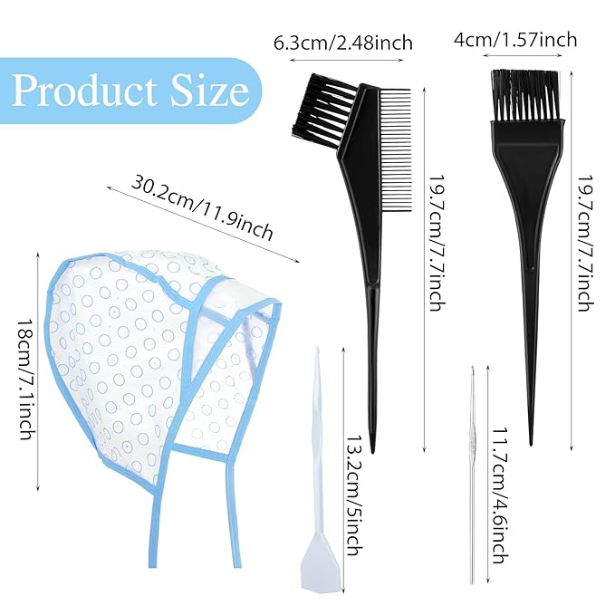 Bewudy 12 Pcs 4 Sets of Highlight Cap with Hooks, Hair Highlighting Caps, Highlight Hair Coloring Frosting Dye Kit for Salon Hair Dyeing Hairdressing (2 Purple + 2 Blue)