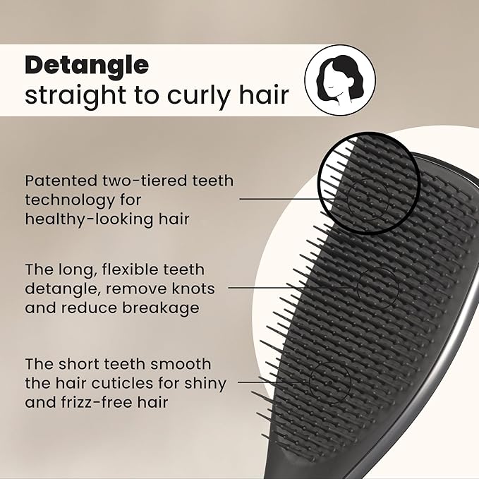 Tangle Teezer Chrome Ultimate Detangler Brush, Straight to Curly, Gunmetal