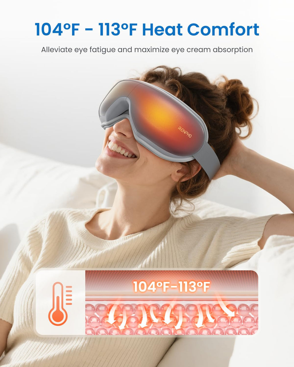 RENPHO Eyeris 1 Eye Massager with Heat, Birthday Gifts for Men and Women, FSA Eligible HSA, Smart Eye Mask for Head Tension and Screen Fatigue, Eye Strain