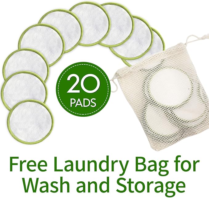 Sopurrrdy 28 Pack Reusable Makeup Remover Face Pads with Laundry Bag Washable Soft and Comfortable Cleaning Face Skin,Washable Bamboo Cotton Rounds Multicolour