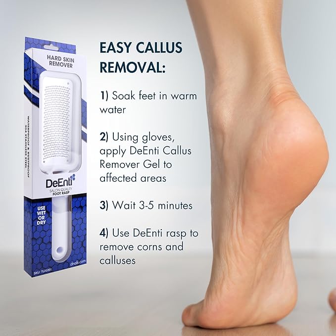 DeEnti Metal Foot Rasp, Professional Grade Stainless Steel, Salon Quality Callus Remover, Lightweight Foot Scrubber, Home Manicure and Pedicure Tools