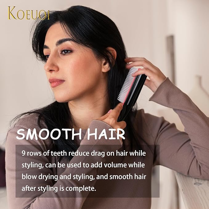 Koeuoi 2 Pcs 9 Row Classic Styling Curly Hair Brush for Detangling, Separating, Shaping. For Women and Men Wet or Dry Hair.