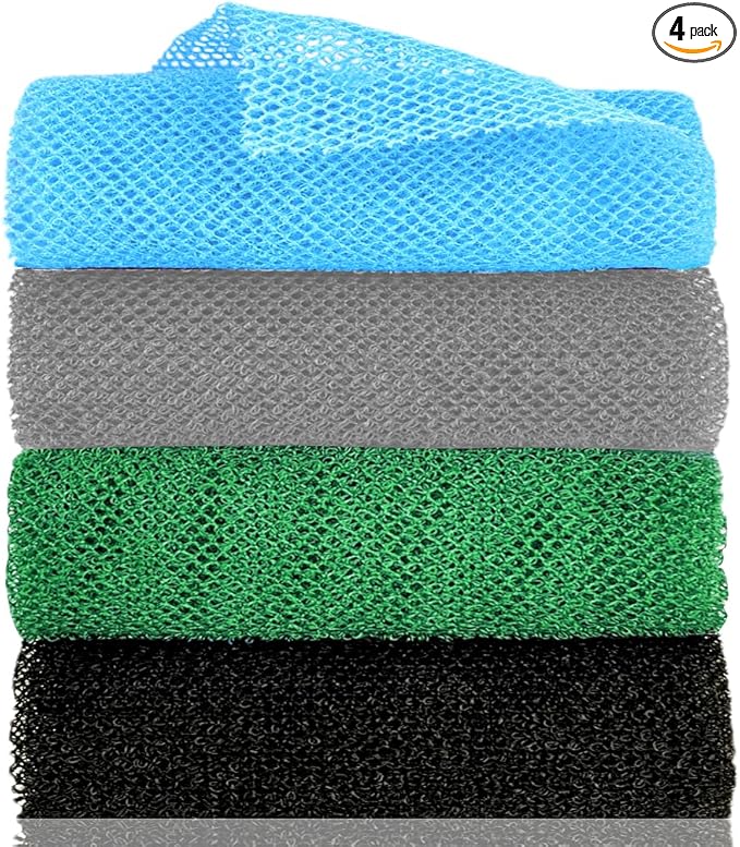African Exfoliating Net, African Net Sponge, Nylon African Bathing Sponge Net, African Net Long Net Bath Sponge Shower Body Scrubber Back Scrubber Skin Smoother ((Black,White,Blue,Emerald Green))