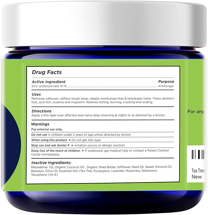 FOOT CURE Tea Tree Oil Balm – Moisturizer for Dry Cracked Feet – Instantly Hydrates & Soothes Irritated Skin & Athlete's Foot – Best Foot Care for Women and Men (Pack of 2)