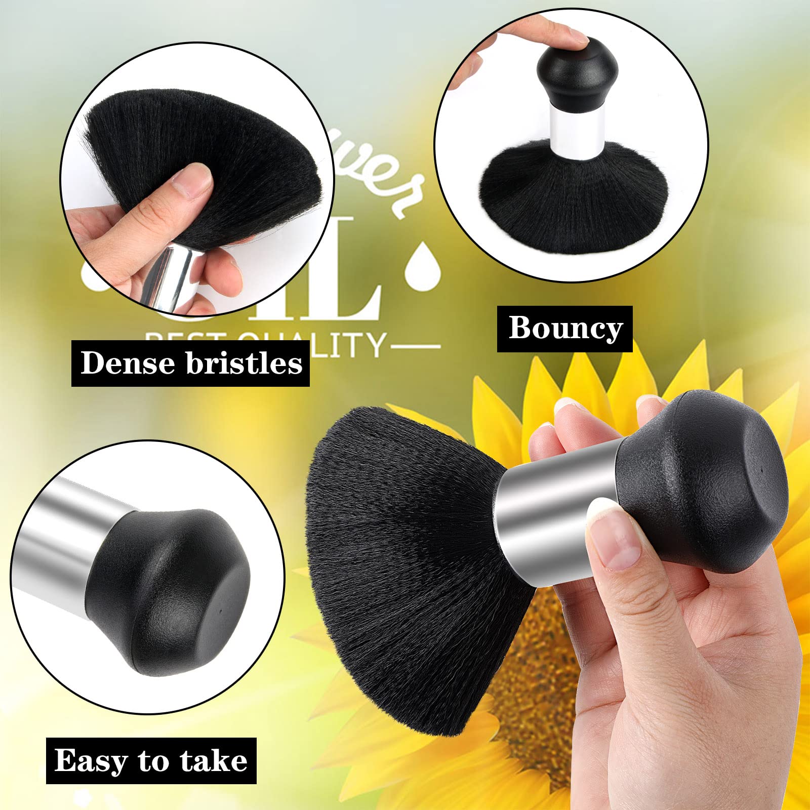 FEBSNOW Barber Cape Waterproof Professional Hair Cutting Cape Neck Duster Brush for Haircut Black Sunflower Salon Beard Hairdressing Kits 46.8 × 56 Inches