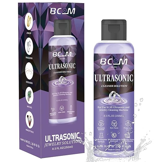 Ultrasonic Jewelry Cleaner Solution 8.5oz for Rings, Gold, Diamond, Glasses