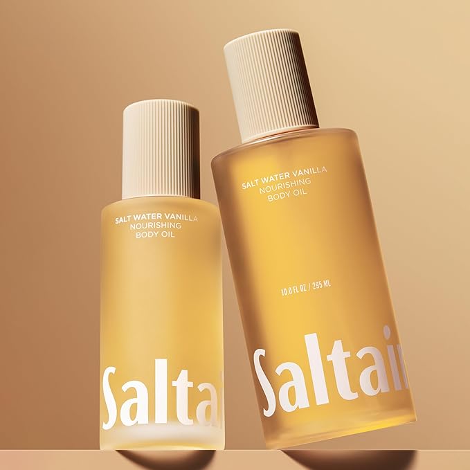 Saltair Body Oil - Jumbo Size Salt Water Vanilla After Shower and Bath Oil for Women and Men. Botanical, Non-Greasy, Well-Absorbing Moisturizer for Hydrating Dry Skin – 10oz Bottle