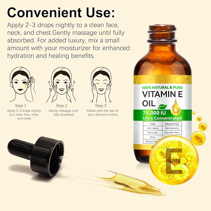 2 Pack Pure Vitamin E Oil for Moisturizing Skin
