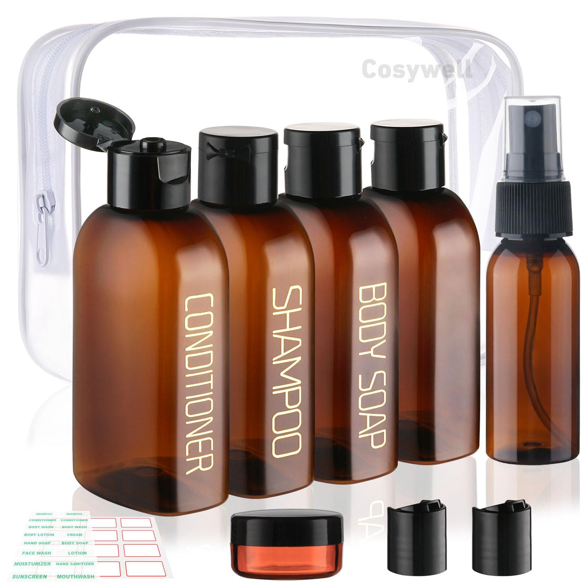 Cosywell Travel Bottles for Toiletries 4pcs 3.4oz Travel Shampoo bottles
