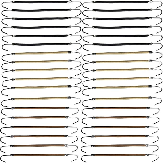 NSBELL 36PCS Elastic Hook Hair Tie Styling Ponytail Holder Hooks Hair Cord (Black, Coffee and Apricot)