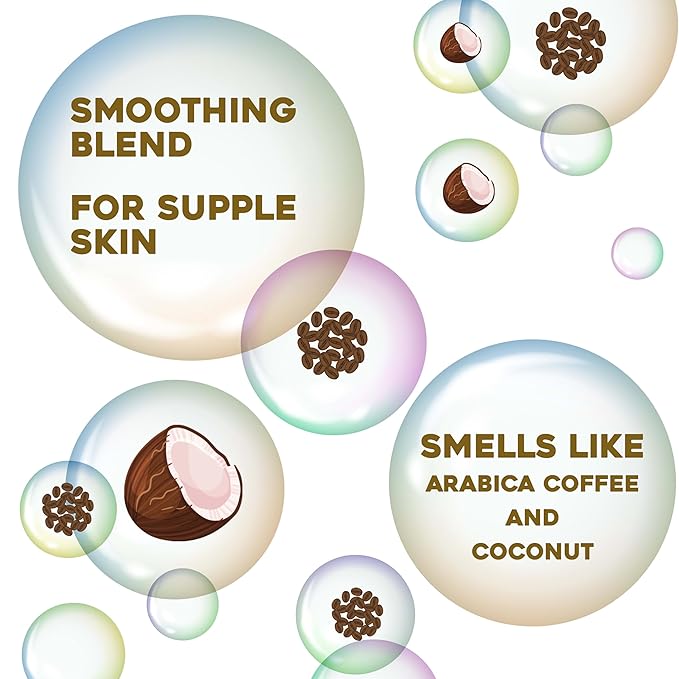OGX Smoothing + Coconut Coffee Exfoliating Body Scrub with Arabica Coffee & Coconut Oil, Moisturizing Body Wash for Dry Skin, Paraben-Free with Sulfate-Free Surfactants, 19.5 Fl Oz (Pack of 3)