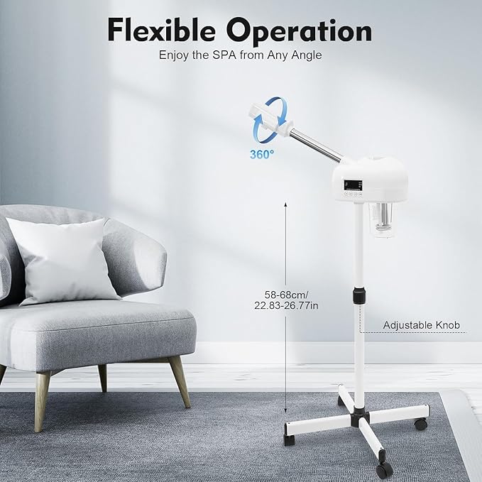 Professional Facial Steamer, Hot Mist Spray & Ozone, Face Steamer with Timer Function, Vaporizador Facial Steamer Machine for Estheticians, Home & SPA Salon