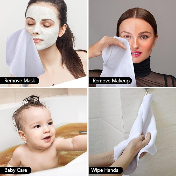 Microfiber Facial Cloths Fast Drying Washcloth 12inch x 12inch White 20 pack