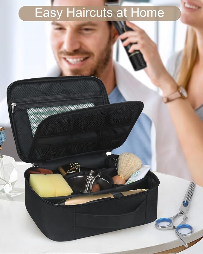Meiiy Barber Tool Bag, Large Hair Clipper Bag, Black