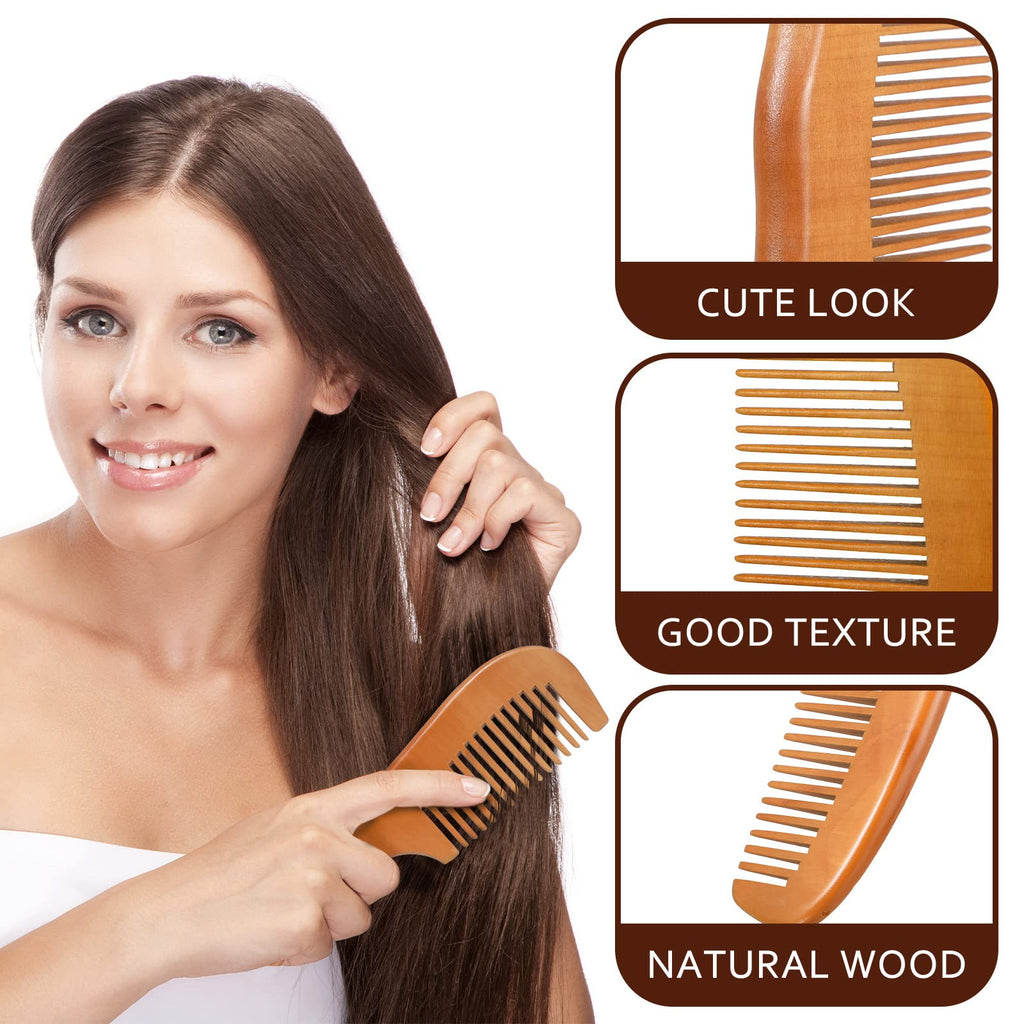 8 Pieces Wooden Comb for Men Wide Wooden Beard Handmade Anti Static Fine Teeth Combs No Snag Brush for Beard, Hair, Mustache
