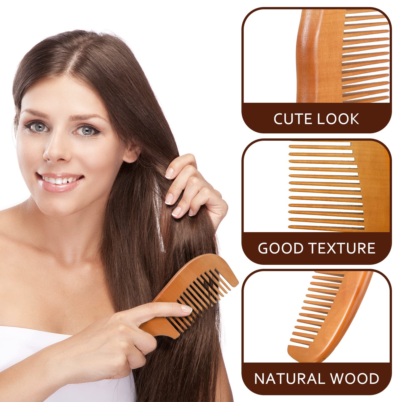 8 Pieces Wooden Comb for Men Wide Wooden Beard Handmade Anti Static Fine Teeth Combs No Snag Brush for Beard, Hair, Mustache