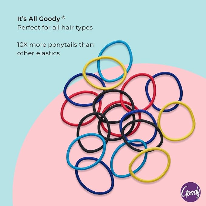 Goody Ouchless Elastic Hair Tie - 17 Count, Assorted Colors - 4MM for Medium Hair - Pain-Free Hair Accessories for Men, Women, Boys, and Girls - Perfect for Long Lasting Braids, Ponytails, and More