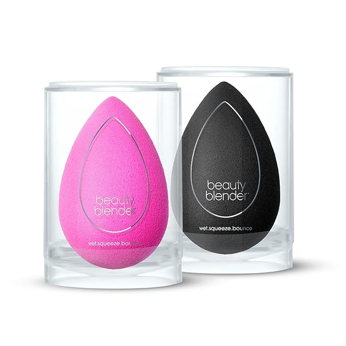 Beautyblender Original Pink & Pro Black Makeup Sponges | Super-Soft Blending Foam for Foundations, Powders & Cream | Reusable & Washable, Vegan & Cruelty Free, Streak-Free Finish - Pack of 2