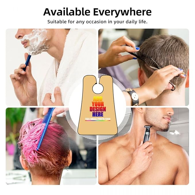 Custom Beard Apron for Men Personalized Gift with Name Image Picture Text Beard Shave Cape Customized Beard Trimming Catcher Bib for Bathroom Yellow Haze