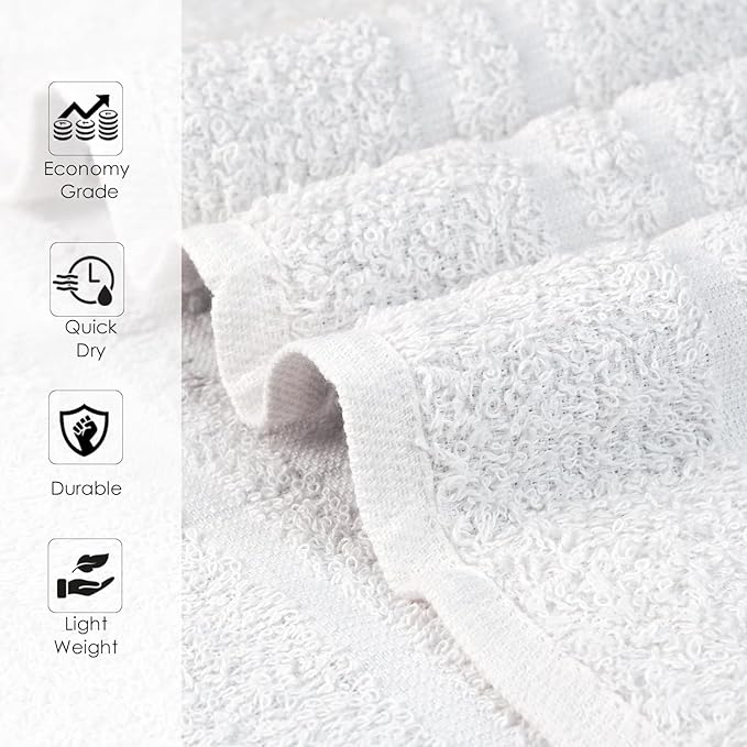STF Linen Hand Towels (Pack of 40) - White Economy Salon & Spa Towels - 100% Cotton, Highly Absorbable, 16 x 27 Inches