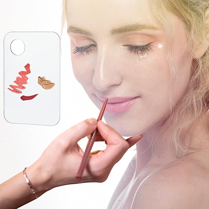 2PCS Acrylic Cosmetic Palette with 2PCS Spatula Tool,Makeup Palette Mixing Tray Apply for Foundation Eye Shadow Lipsticks Nail Art Professional Pigment Blending